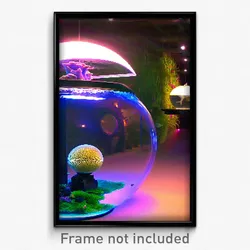 Pixel Art Poster - Spherical Aquarium (8 Bit Psychedelic Video Game Print)