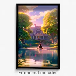 Pixel Art Poster - Peaceful Manse (8 Bit Psychedelic Trippy Video Game Print)