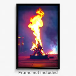 Pixel Art Poster - Vivacious Fire (8 Bit Psychedelic Trippy Video Game Print)