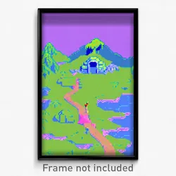 Pixel Art Poster - Simplistic Isle (8 Bit Psychedelic Trippy Video Game Print)