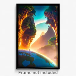 Pixel Art Poster - Exotic Earth (8 Bit Psychedelic Trippy Video Game Print)