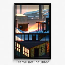Pixel Art Poster - Cold Shack Tenement (8 Bit Psychedelic Video Game Print)