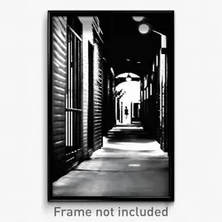 Pixel Art Poster - Black And White Alley (8 Bit Psychedelic Video Game Print)