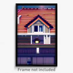 Pixel Art Poster - Cute Roof (8 Bit Psychedelic Trippy Weird Video Game Print)