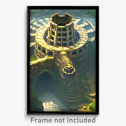 Pixel Art Poster - Unique Stronghold (8 Bit Psychedelic Trippy Video Game Print)
