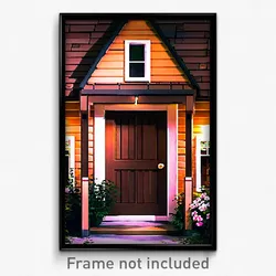 Pixel Art Poster - Brown Cottage (8 Bit Psychedelic Trippy Video Game Print)