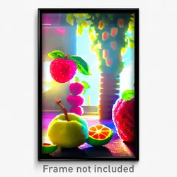 Pixel Art Poster - Fruity Corner (8 Bit Psychedelic Trippy Video Game Print)