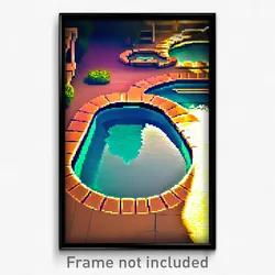Pixel Art Poster - Beloved Pool (8 Bit Psychedelic Trippy Video Game Print)