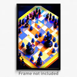 Pixel Art Poster - Unique Chess Board (8 Bit Psychedelic Video Game Print)
