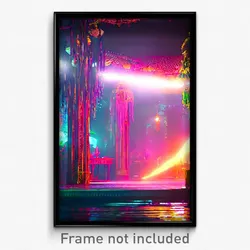 Pixel Art Poster - Dim Exotic Area (8 Bit Psychedelic Trippy Video Game Print)