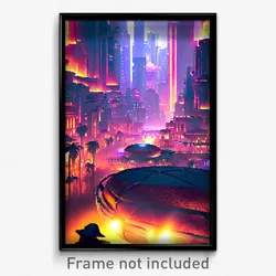 Pixel Art Poster - Advanced Exotic City (8 Bit Psychedelic Video Game Print)