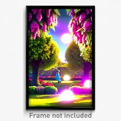 Pixel Art Poster - Blissful Garden (8 Bit Psychedelic Trippy Video Game Print)
