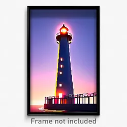 Pixel Art Poster - Modern Lighthouse (8 Bit Psychedelic Trippy Video Game Print)