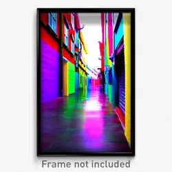 Pixel Art Poster - Multicolored Alley (8 Bit Psychedelic Video Game Print)