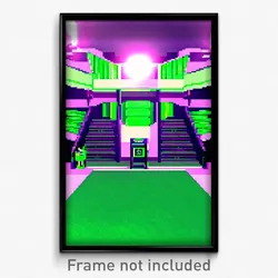 Pixel Art Poster - Green Academy (8 Bit Psychedelic Trippy Video Game Print)