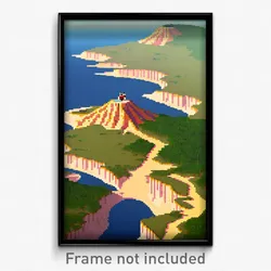 Pixel Art Poster - Puzzling Bluff (8 Bit Psychedelic Trippy Video Game Print)