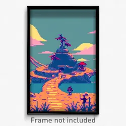 Pixel Art Poster - Meager Isle (8 Bit Psychedelic Trippy Weird Video Game Print)