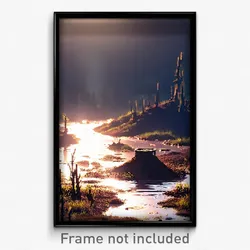Pixel Art Poster - Clean Bog (8 Bit Psychedelic Trippy Weird Video Game Print)