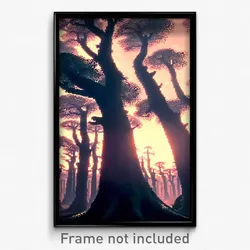 Pixel Art Poster - Terrific Copse (8 Bit Psychedelic Trippy Video Game Print)