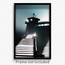 Pixel Art Poster - Black Landing (8 Bit Psychedelic Trippy Video Game Print)