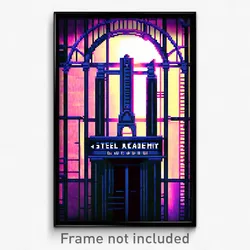 Pixel Art Poster - Steel Academy (8 Bit Psychedelic Trippy Video Game Print)
