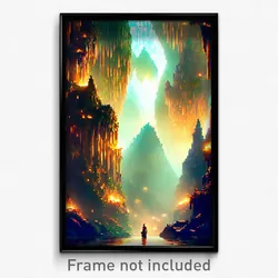 Pixel Art Poster - Dazzling Cavern (8 Bit Psychedelic Trippy Video Game Print)