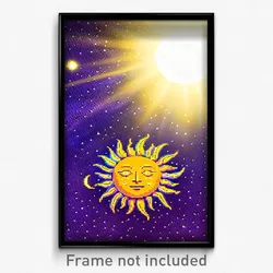Pixel Art Poster - Complicated Sun And Moon (8 Bit Psychedelic Video Game Print)