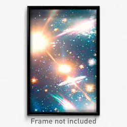 Pixel Art Poster - Unnatural Galaxy Battle (8 Bit Psychedelic Video Game Print)