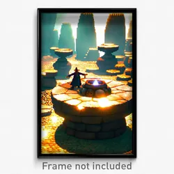 Pixel Art Poster - Warm Dolmen (8 Bit Psychedelic Trippy Weird Video Game Print)
