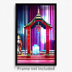Pixel Art Poster - Fabulous Shrine (8 Bit Psychedelic Trippy Video Game Print)
