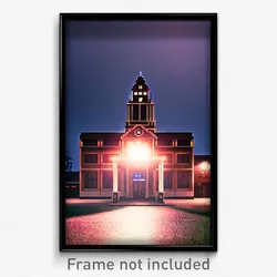 Pixel Art Poster - Lonely Courthouse (8 Bit Psychedelic Trippy Video Game Print)
