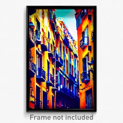 Pixel Art Poster - Vibrating Barcelona (8 Bit Psychedelic Video Game Print)
