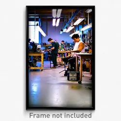 Pixel Art Poster - Busy Workshop (8 Bit Psychedelic Trippy Video Game Print)
