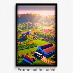 Pixel Art Poster - Incredible Farm (8 Bit Psychedelic Trippy Video Game Print)