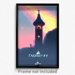 Pixel Art Poster - Faraway Belfry (8 Bit Psychedelic Trippy Video Game Print)