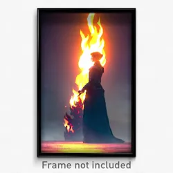 Pixel Art Poster - Great Flame (8 Bit Psychedelic Trippy Weird Video Game Print)