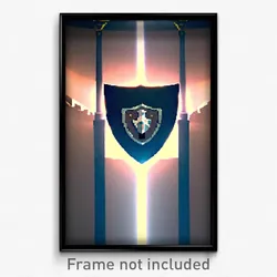 Pixel Art Poster - Admired Shield (8 Bit Psychedelic Trippy Video Game Print)