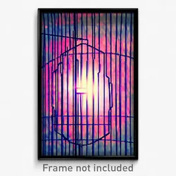 Pixel Art Poster - Wire Frame Shield (8 Bit Psychedelic Trippy Video Game Print)