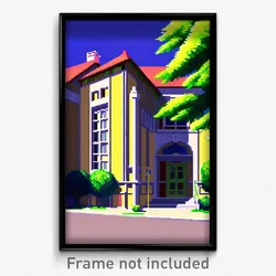 Pixel Art Poster - Anime Like Rectory (8 Bit Psychedelic Video Game Print)