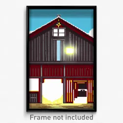 Pixel Art Poster - Digital Barn (8 Bit Psychedelic Trippy Video Game Print)
