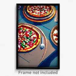 Pixel Art Poster - Complex Pizza (8 Bit Psychedelic Trippy Video Game Print)
