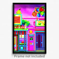 Pixel Art Poster - Fruity Hotel (8 Bit Psychedelic Trippy Video Game Print)