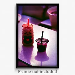 Pixel Art Poster - Dreary Boba Tea (8 Bit Psychedelic Trippy Video Game Print)