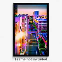 Pixel Art Poster - Urban Campus (8 Bit Psychedelic Trippy Video Game Print)