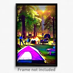 Pixel Art Poster - Bountiful Campsite (8 Bit Psychedelic Video Game Print)