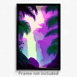 Pixel Art Poster - Simplistic Jungle (8 Bit Psychedelic Trippy Video Game Print)