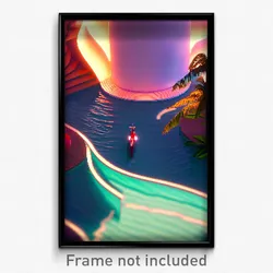 Pixel Art Poster - Wavy Retreat (8 Bit Psychedelic Trippy Video Game Print)