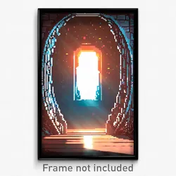 Pixel Art Poster - Smoggy Portal (8 Bit Psychedelic Trippy Video Game Print)
