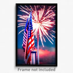 Pixel Art Poster - Realistic Fourth Of July (8 Bit Psychedelic Video Game Print)