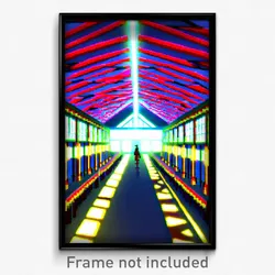 Pixel Art Poster - Dazzling Longhouse (8 Bit Psychedelic Video Game Print)